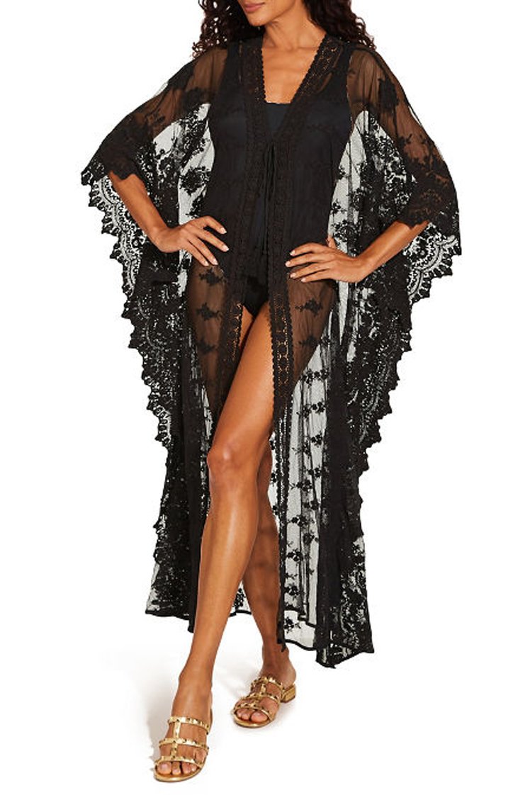 F4839  Long Cardigan Beach Cover Up